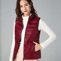 ZZOOI New Women Sleeveless Womens Ultra Light Down Vests Slim Jacket Girl Gilet Lightweight Windproof Warm Waistcoat Portable