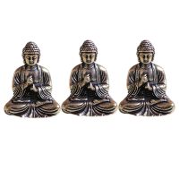 3X Mini Buddha Statue Bronze Buddha Statue Chinese Buddhism Pure Copper Bronze Sakyamuni Buddha Statue