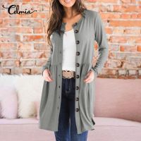 CELMIA Women Winter Casual Loose Long Sleeve Knitted Long Cardigan