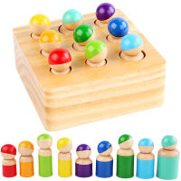 Baby Montessori Rainbow Doll Blocks Wooden Toy Friends Peg Dolls Matching Games Fine Motor Grasp Training Early Educational Toys