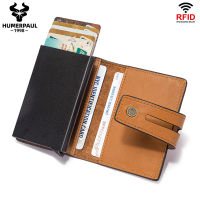 【CW】Genuine Leather Womens Card Holder RFID Blocking Aluminum Alloy Cards Case New Business Smart Wallet For Men With Money Clips