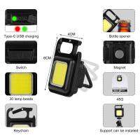 Hot 1 ~ 10PCS Mini Work Light LED Camping Light 6ซม. ไฟฉาย Glare COB พวงกุญแจ USB ชาร์จโคมไฟฉุกเฉิน Strong Magnetic