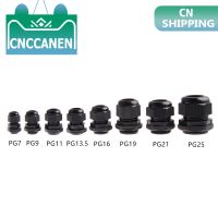 1pc IP68 PG7 for 3-6.5mm PG9 PG11 PG13.5 PG16 PG19 PG21 PG25 PG29 Wire Black Waterproof Nylon Plastic Cable Gland Connector