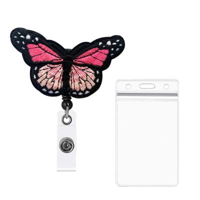 1 Holder Clip Reel Embroidery Students Doctor Card Badge Butterfly Pcs Fashion