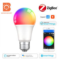 Benexmart Zigbee 3.0 E27 LED หลอดไฟ RGBCW Dimmable โคมไฟ Alexa บ้าน Tuya Smartthings App ควบคุม9วัตต์ที่มีสีสันเปลี่ยน