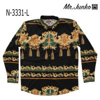 ?ส่งฟรี?เชิ้ตแขนยาว งานต่อลาย Mr.Junko ผ้าซาติน นิ่มใส่สบายไม่ร้อน N-3331-L