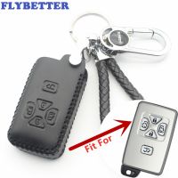 ✚☃✲ FLYBETTER Genuine Leather 5Button Keyless Entry Smart Key Case Cover For Toyota Reiz/Avalon/Previa/Alphard/Prius L78