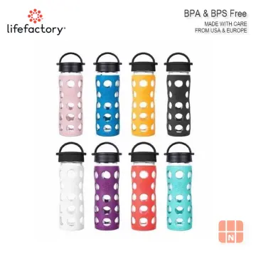 Lifefactory 16oz Active Flip Cap, Cantaloupe Glass Water Bottle