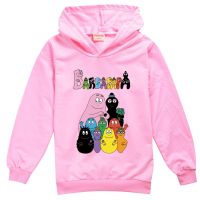 Cute Kawaii French Cartoons Barbapapa Printing Boy Girl Hooded T-Shirt 2-13Y Children Anime T Shirt Kids Casual Clothes Tee Tops