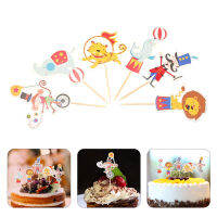 Teniron 48PCS Circus ธีมเค้กตกแต่งท็อปเปอร์ Circus Animal Cupcake Topper สำหรับปาร์ตี้