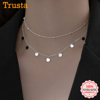 TrustDavis Real 925 Sterling Silver Double Layer 5mm Wafer Beads Choker Necklace For Women Wedding Fine Jewelry DA3000