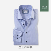 OLYMP GREEN CHOICE Level Five Shirt เสื้อเชิ้ตรักษ์โลก สีฟ้า ผ้าเท็กเจอร์  ทรงพอดีตัว ยืดหยุ่นได้ดี รีดง่าย