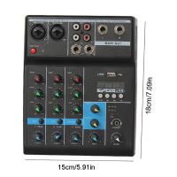 Professional Mixer 4 Channels Bluetooth Sound Mixing Console for Home Karaoke K with USB Sound Card Sound Effects