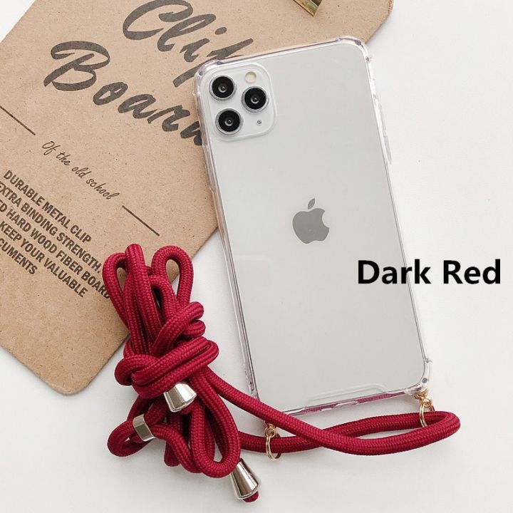 สินค้าใหม่มีในสต็อก-เคสโปร่งใสสายโซ่สายคล้องหรูหราสำหรับ-iphone-14-13-12-pro-max-xr-xs-max-6s-8-7-plus-11สร้อยคอเชือกเส้นเล็กฝาครอบใส