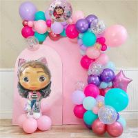 【DT】hot！ Gabby Dollhouse Cats Balloons Cartoon Set Favors Birthday Pink Number Decoration Baby Shower Aluminum