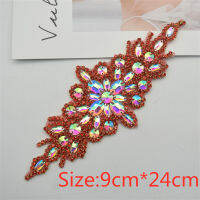 5pcs Handmade Crystal Beaded Rhinestone Applique SewIron on Bridal Sash Belt Trim