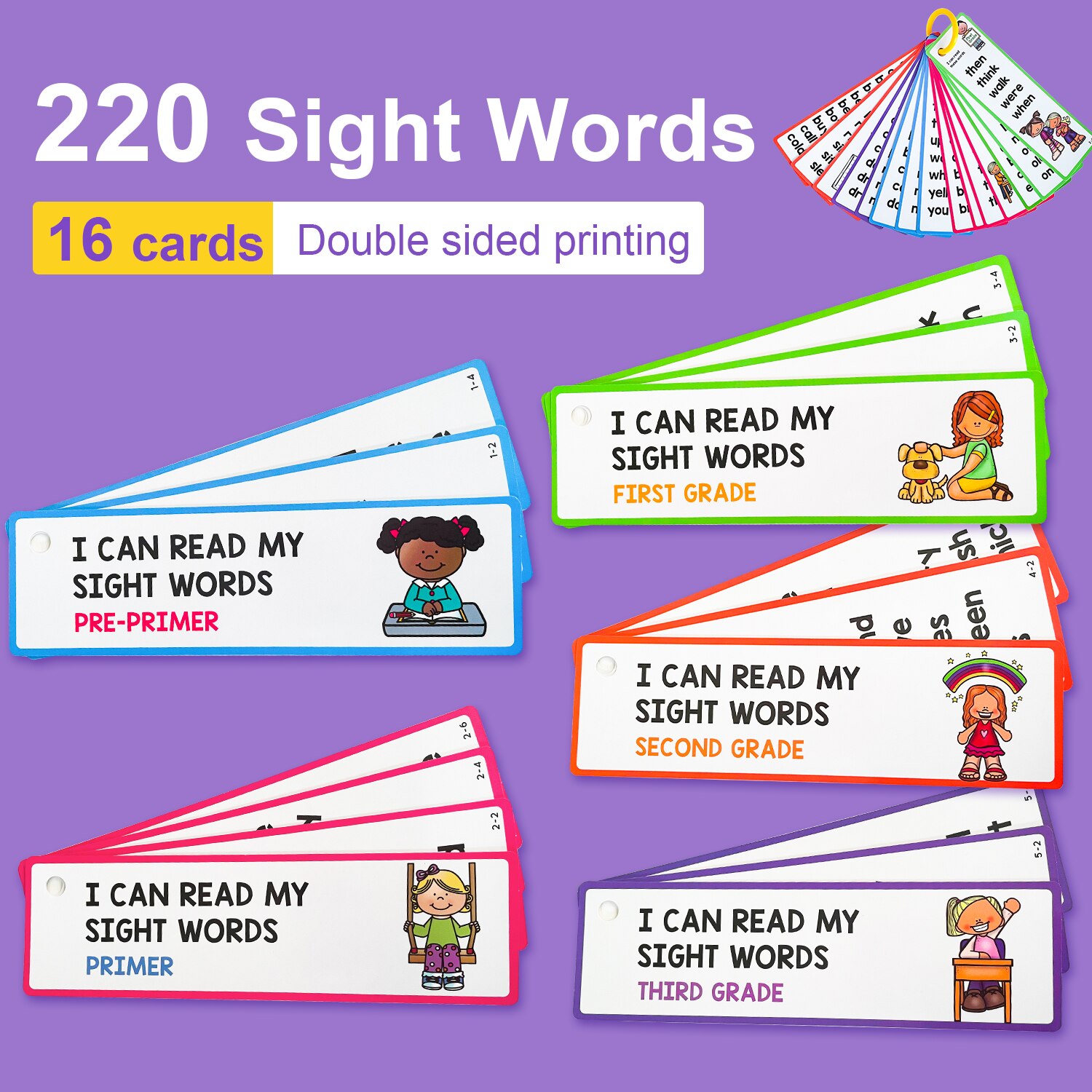 30 cards Sight Words Sentence Reading Cards Preschool  LAMINATED 