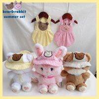 Pet Suit Ins Korea Japan Cute Summer Cotton Plaid Pink Yellow Bear Bunny Suspender Dog Dress Dresses