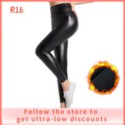 R16 BABY SHOP PU Leather Thick Winter Leggings High Waist Add Thin Velvet