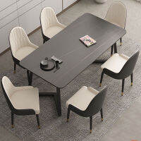 Slate dining table โต๊ะอาหาร โต๊ะทานข้าวสไตล์นอร์ดิก โต๊ะเขียนหนังสือสำนักงาน โต๊ะทานข้าวหินอ่อน ขาโต๊ะรูปตัว W มีหลายขนาด【เก้าอี้ขายแยก】