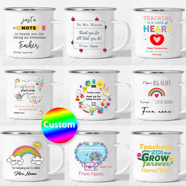 Free Custom Name / Text ️ Appreciation Presents for Teacher Enamel Mug