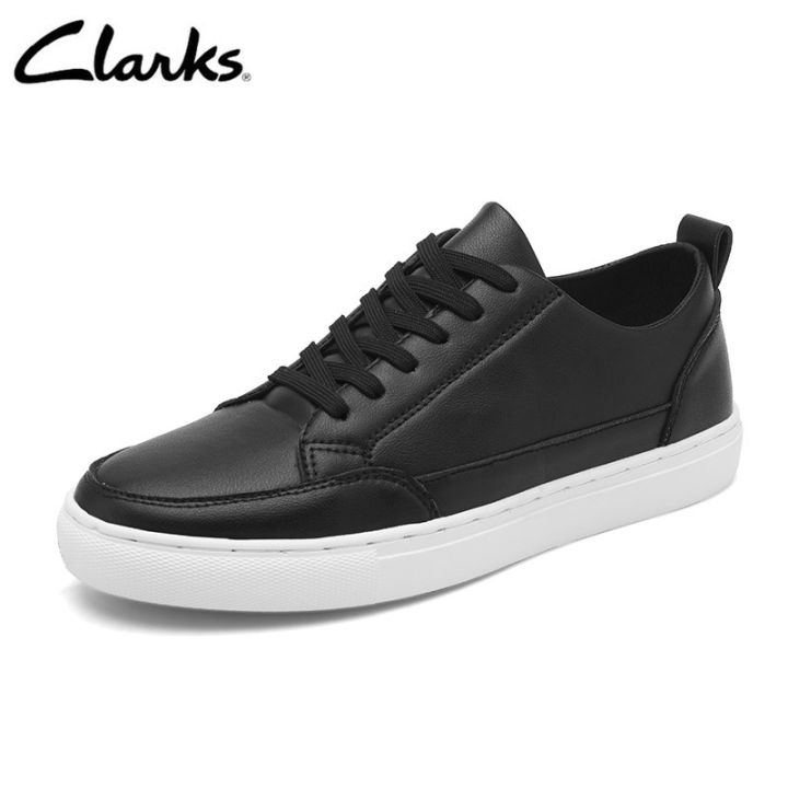clarks-gereld-low-casual-sneakers-tan-หนังสีดำต่ำ-รองเท้าหนังลำลองสำหรับผู้ชายธุรกิจ