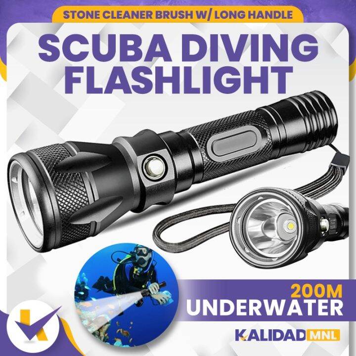 Scuba Diving Flashlight 200M Waterproof Underwater Torch Bright LED