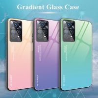 Gradient Color Phone Case For Xiaomi Redmi Note11Pro 11S 10Pro 10S 9Pro 9S Tempered Glass Back and Soft TPU Ed For Redmi 10 9T