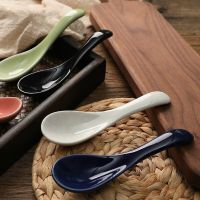 Traditional chinese style Solid color Ceramic spoon China porcelain coffee soup spoon Tableware Kitchen utensils Serving Utensils