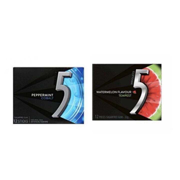 Wrigley’s 5 Gum 32g Sugarfree Peppermint Cobalt / Watermelon Tempest ...