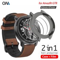 2+1 Protector Case + Screen Protector for Huami Amazfit GTR 42MM 47MM smart watch Soft TPU Protective Cover Tempered Glass Film Cables