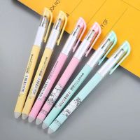 6ชิ้น Kawaii ปากกาเจลลบได้หมึกน้ำเงินดำเครื่องเขียนนักเรียน Canetas Multifunction Stylo 0.38ปลายขนาดมิลลิเมตรอุปกรณ์สำนักงานโรงเรียน