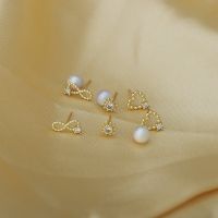 [COD] version of Doudou love earrings female fresh girl heart zircon cute mini peach heart-shaped