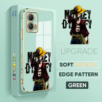 เคส PMP Hp สำหรับ Motorola Moto G53 5G + ฟรีสายคล้องการ์ตูนอนิเมะลายขอบสี่เหลี่ยมลูฟี่ชุบเคสโทรศัพท์เคสโทรศัพท์นิ่มสุดหรู