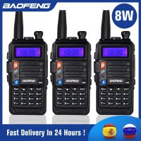 วิทยุสื่อสาร Baofeng UV5R โปรวอล์คกี้ทอล์คกี้8W สาย Tri VHF UHF กำลังสูงตัวรับส่งสัญญาณวิทยุ FM CB เครื่องรับส่งวิทยุมือถือ10กม. สำหรับล่าสัตว์3ชิ้น