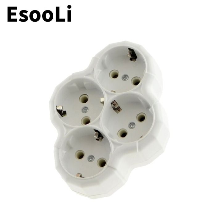 esooli-ซ็อกเก็ตสี่แบบยุโรปปลั๊กแปลงไฟ1ถึง4ทาง-eu-ช่องเสียบอะแดปเตอร์มาตรฐาน16a-ปลั๊กสำหรับท่องเที่ยว-ac-110-250v