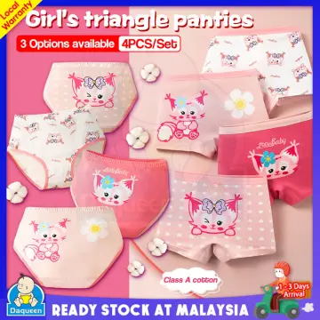 Ready Stock 4pcs/set Baby Girl Underwear Cotton Soft Kid Panties Seluar  Dalam Gadi Underpants Cartoon Panty 2-12 Years