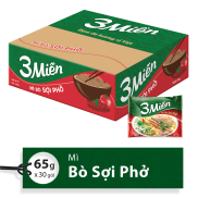 Thùng Mì 3 Miền Bò Sợi Phở 65g 30 gói x 65g