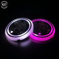 ﺴ✾ 2Pcs Universal Luminous Car Water Cup Coaster Holder USB Charging Led Car Interior Decoration Atmosphere Light Coaster