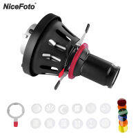 NiceFoto SN-29 Pro Optical กรวยไฟสีสำหรับถ่ายภาพ Focalize คอนเดนเซอร์ Art พิเศษ Shaped Beam กระสวยแสง Bowens Mount 85มม.EF-Mount ปรับโฟกัส Len/ 12Pcs การ์ดกราฟิก/6Pcs เลนส์สีแสงไฟสำหรับถ่ายภาพอุปกรณ์เสริม Vlog Studio