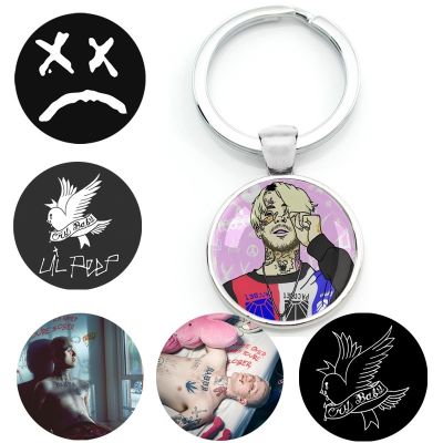 【CW】✔∏✈  Rapper Lil Peep Chain Hellboy Cartoon Logo Keychain Painting Keyring T Shirt