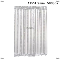 Kada 500PCS DIY พลาสติกฟางทิ้งสั้นโปร่งใสหัวฟางบาง