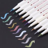 STA 10Colors Metallic Brush Pen Set DIY Scrapbooking Crafts Soft Tip Drawing on Ceramic Card Glass Art Markers Lettering Pen