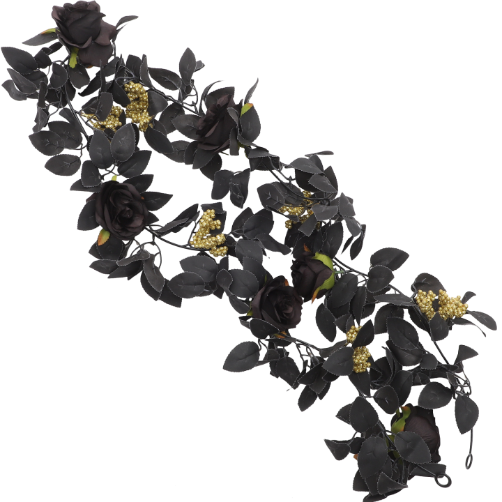 black-rose-vine-เลียนแบบแขวนประดับจี้ดอกไม้ผ้าไหมเครื่องประดับของใช้ในครัวเรือนตกแต่ง