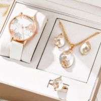 【YF】❀▦✖  5PCS Set Fashion Jewelry Watches Ladies Womens Rhinestone Necklace Earrings Wristwatch