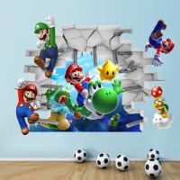 【100%-New】 Sheikh printing and packages เด็ก Super Mario Bros 3D View Art Wall Decals ภาพจิตรกรรมฝาผนัง Home Nursery Decor