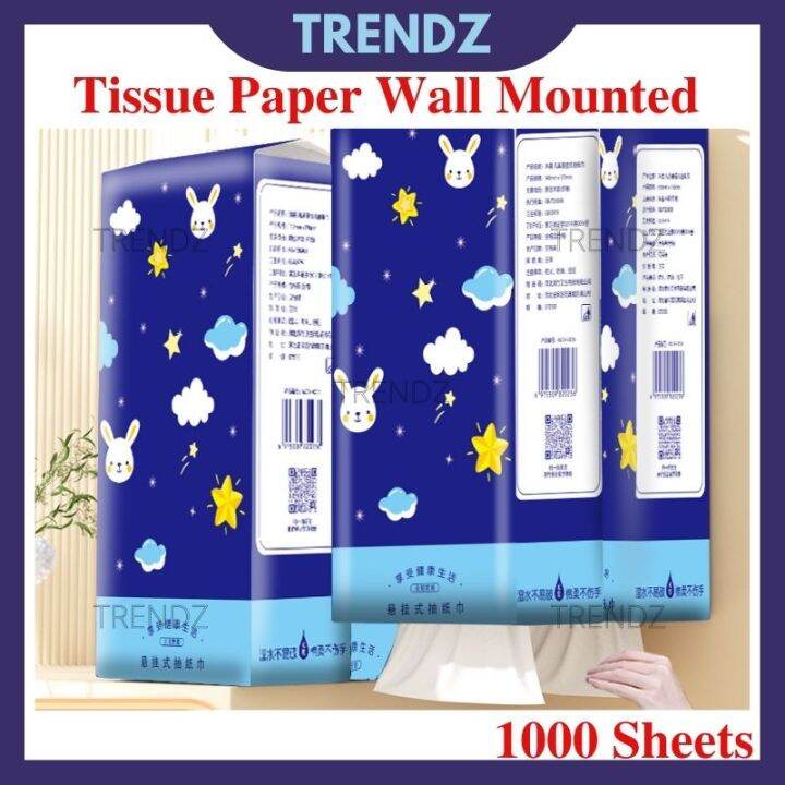 Toilet Paper Napkins 1000 Sheets Wall Mounted 250 Pulls 4 Layer Facial