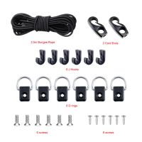 Kayak Deck Rigging Kit Elastic Bungee Cord Rope D-Circle with 304 M6 Screw for Boat Canoe Accessory Outfitting Fishing Kit