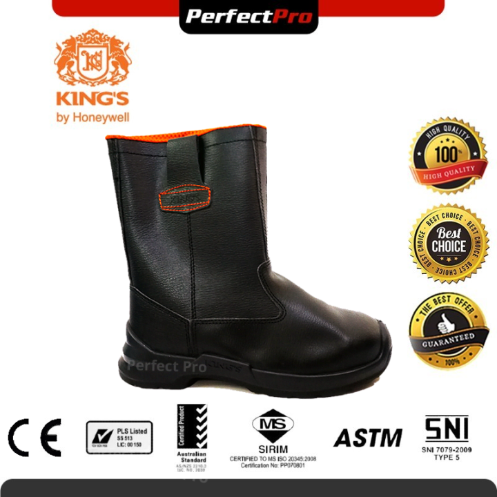 King's KWD205 High Cut Slip On Steel Toe Cap Steel Mid Sole Leather ...