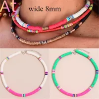 Mix Color Wide 8mm Polymer Clay Necklace Soft Pottery Choker Necklace Colorful Surfer Beads Collar Handmade Femme Swim Jewelry